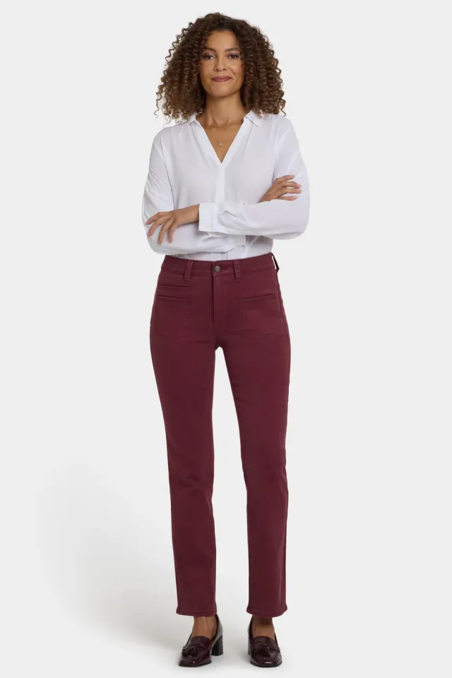 NYDJ Marilyn Straight Jeans Sienna Red Straight Rot High Rise