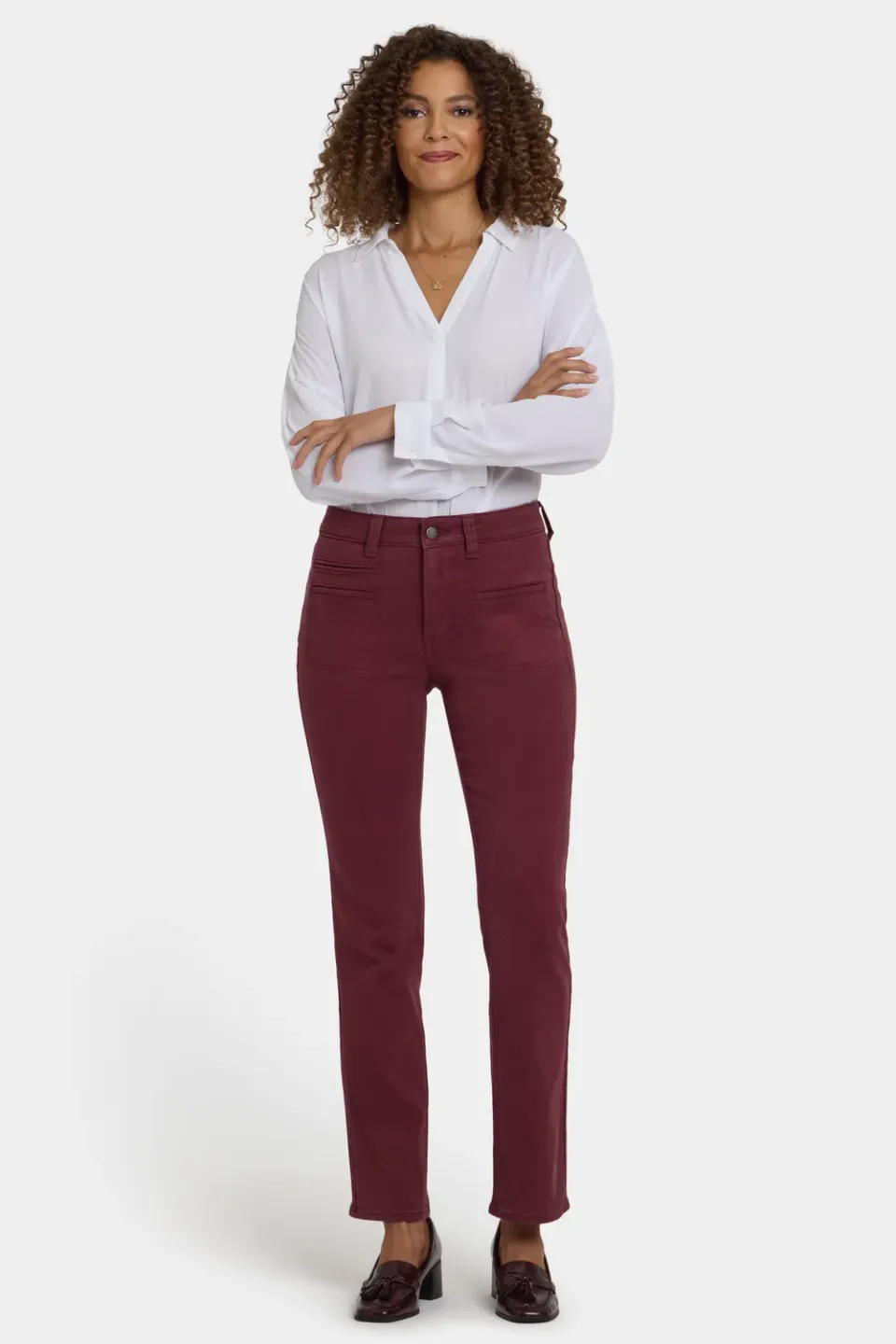 NYDJ Marilyn Straight Jeans Sienna Red Straight Rot High Rise
