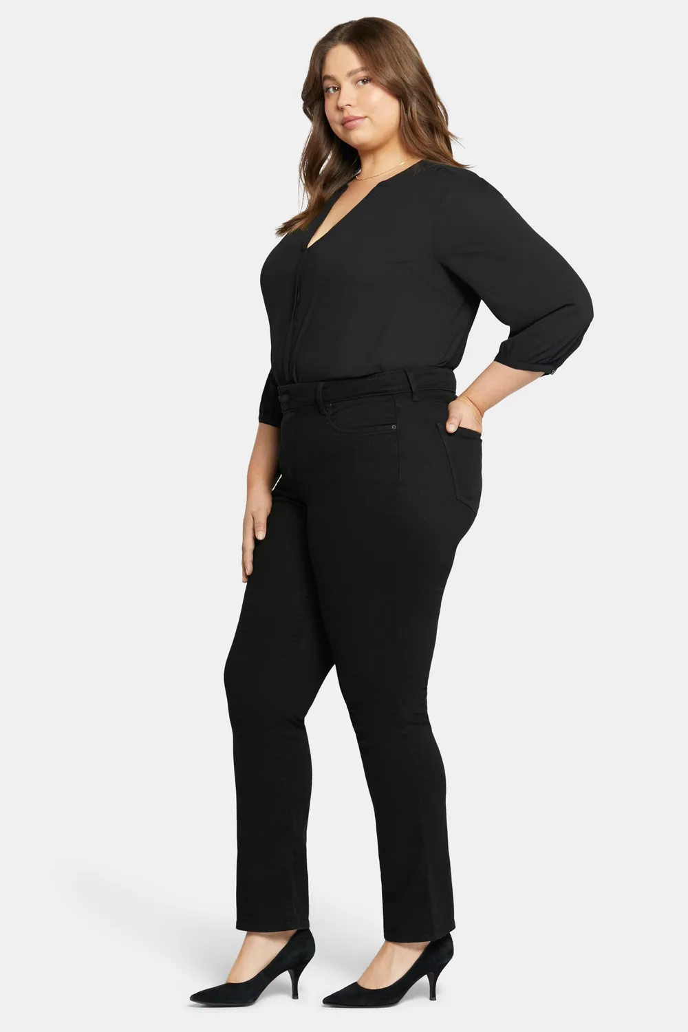 NYDJ Marilyn Straight Jeans Plus Black schwarz