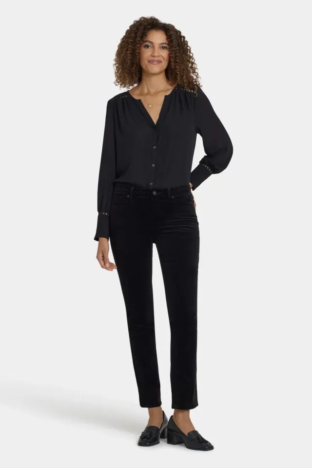 NYDJ Sheri Slim Hose Schwarz Velveteen schmal