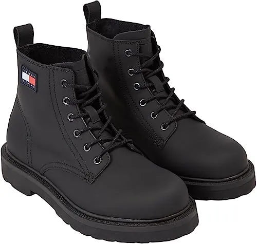 Tommy Jeans TJM Ruberized Herren Boots Schnürstiefel Schwarz