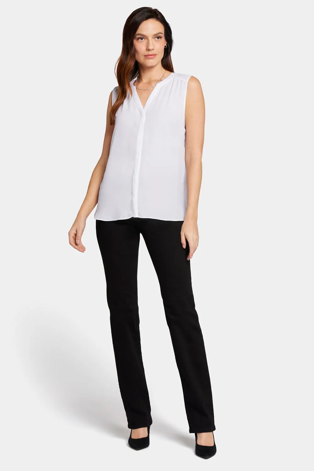 NYDJ Sleeveless Pintuck Blouse Bluse Optic White ärmellos