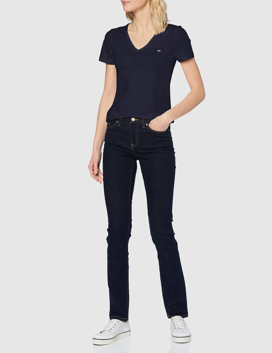 Tommy Jeans TJW Skinny T-Shirt Damen S V-Ausschnitt