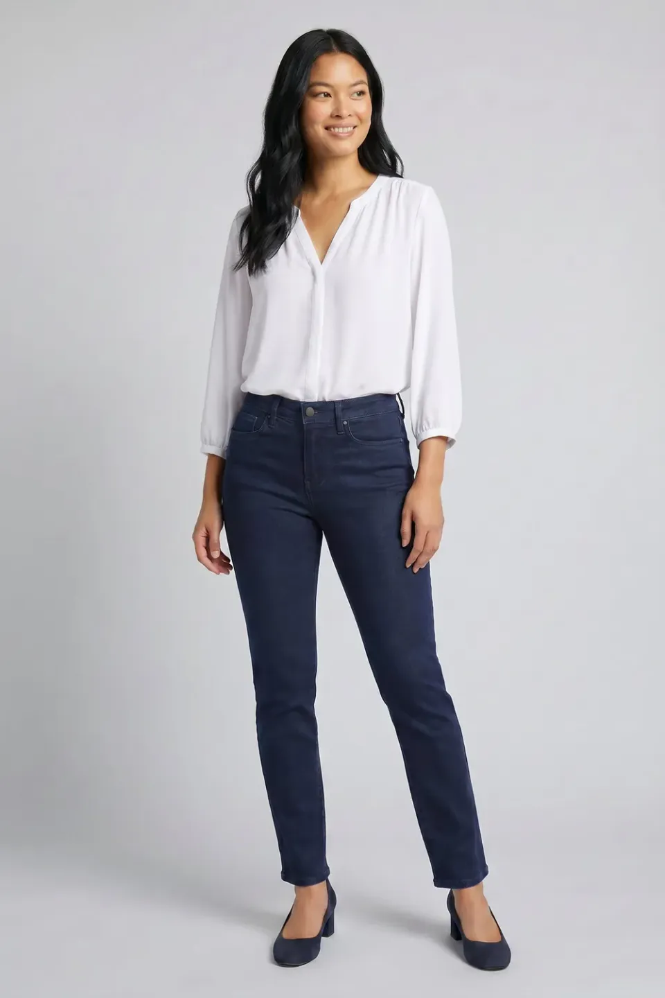 NYDJ Sheri Slim Jeans Petite Rinse Dunkelblau