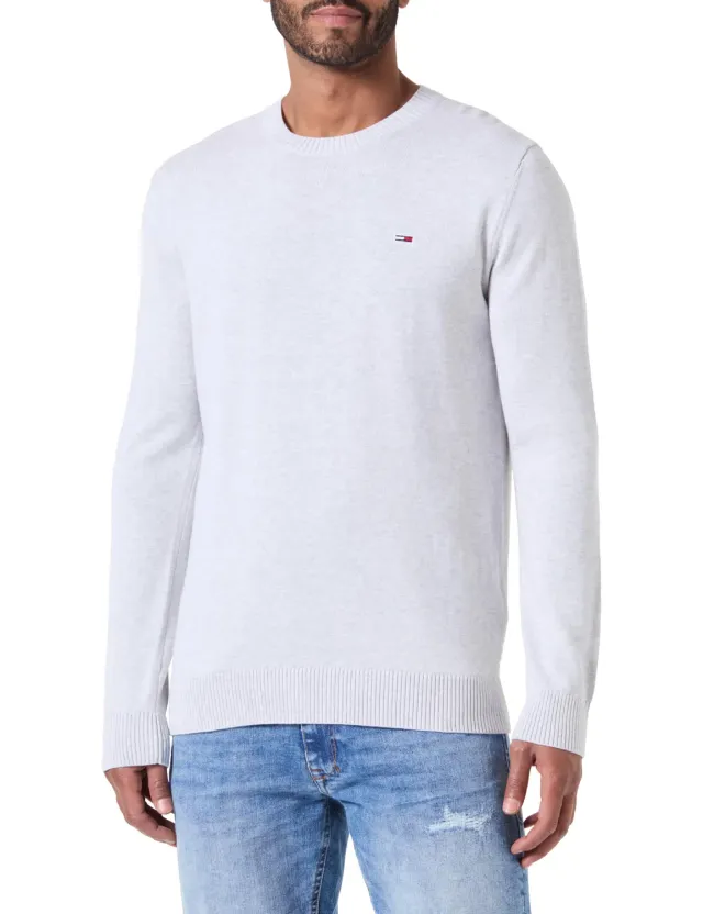 Tommy Jeans TJM Slim Essential Pullover Grau Pulli