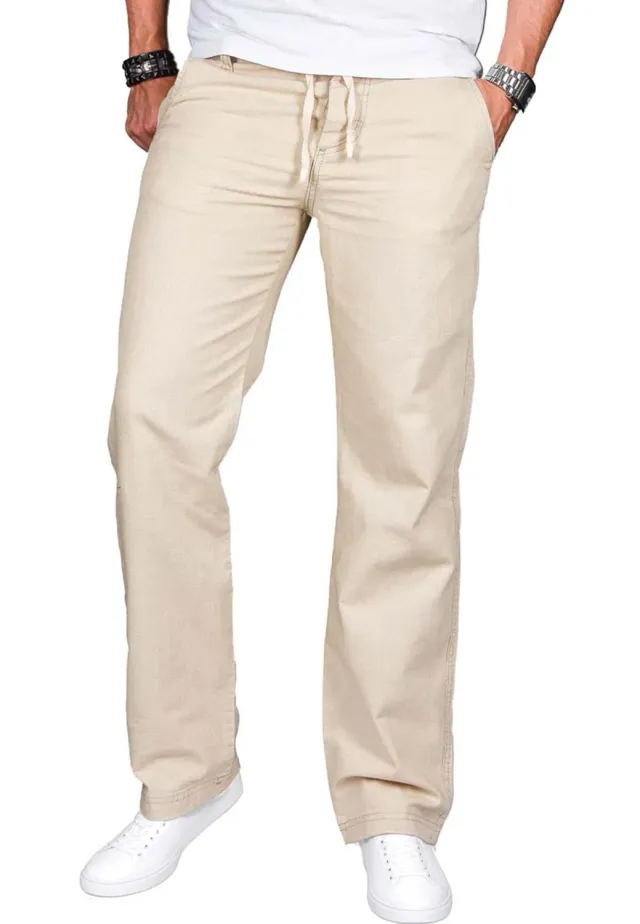 Alessandro Salvarini AS-034 Stoffhose Herren Leinenoptik
