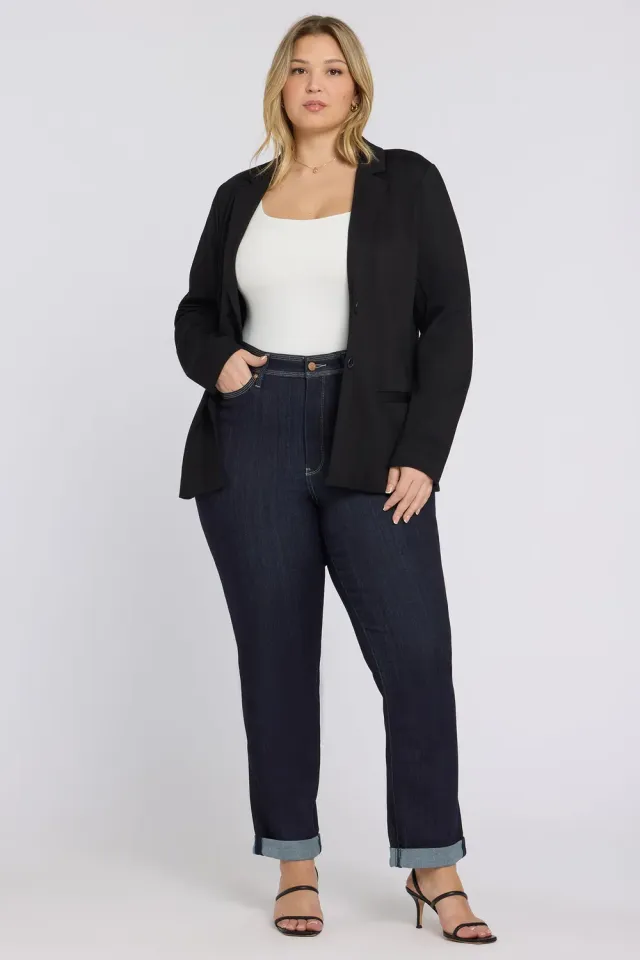 NYDJ Marilyn Straight Jeans Plus Morning Tides Indigo Stretch