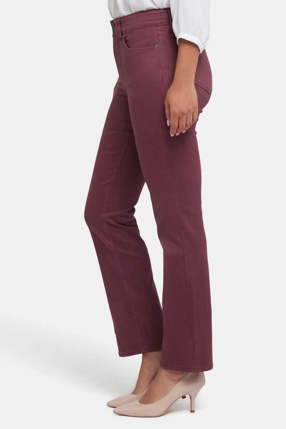 NYDJ Marilyn Straight Jeans Dark Cherry High Rise