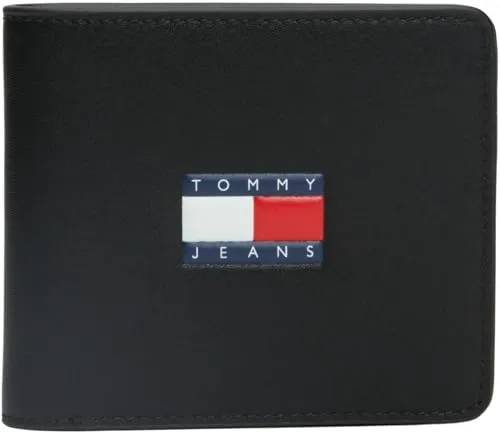 Tommy Jeans Heritage Leather Geldbeutel Schwarz Leder