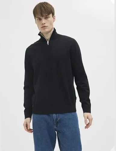 JJ Rebel Jrebcallum Knit Half Zip Troyer Schwarz