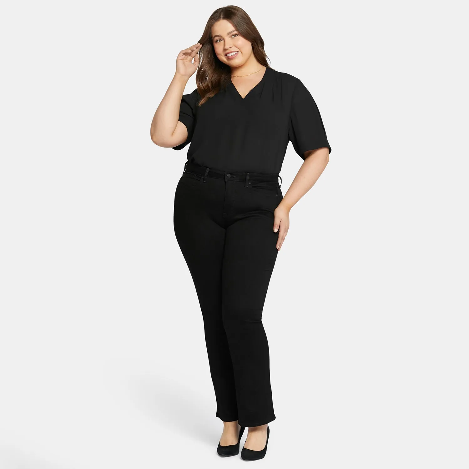NYDJ Barbara Bootcut Plus Size Jeans Schwarz formend