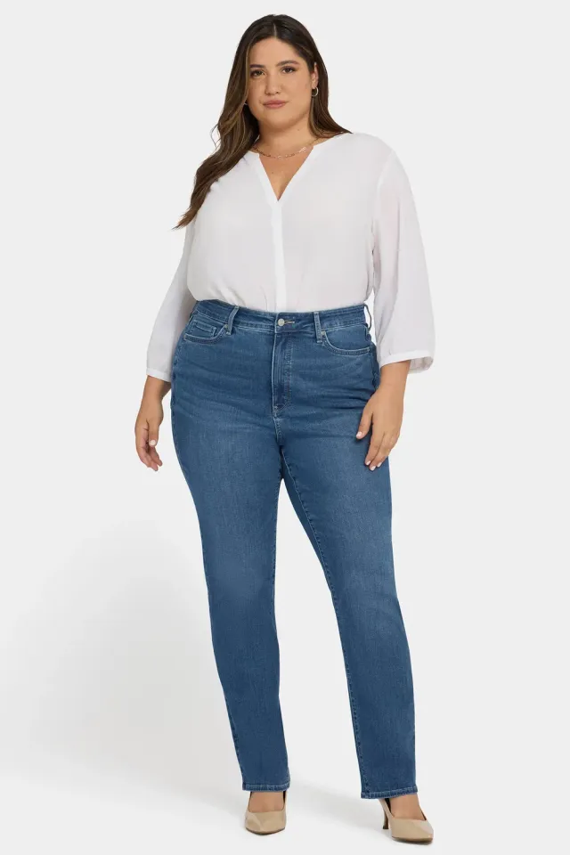 NYDJ Marilyn Straight Plus Jeans Lake Notre-Dame blau