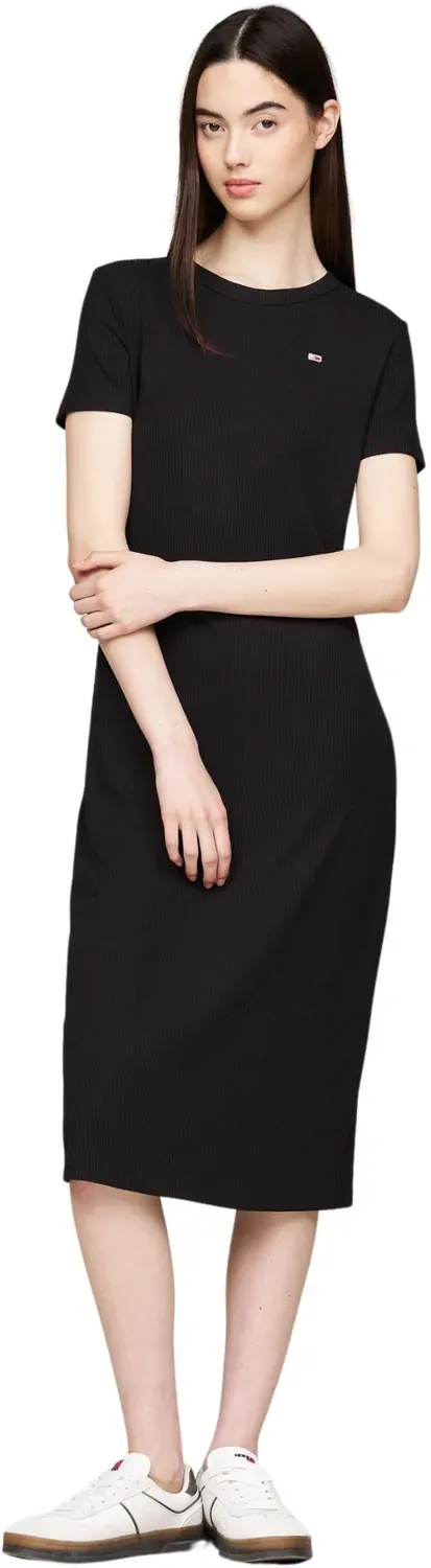 Tommy Jeans Bodycon Midi Gerippt Kleid Damen