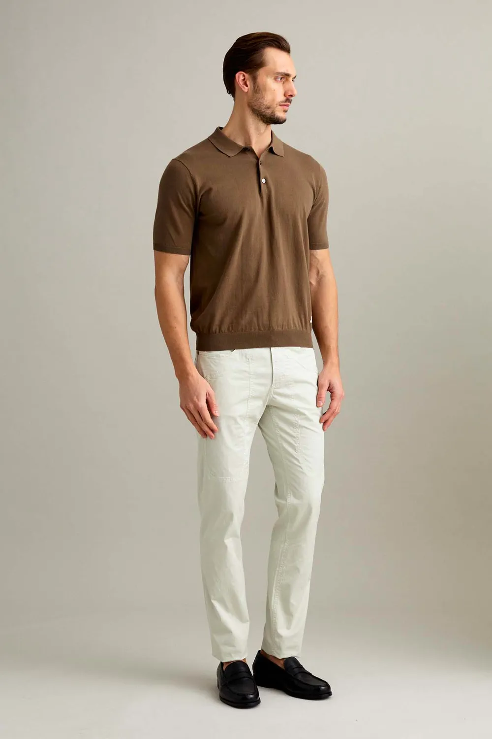 Jeckerson John Hose Herren hellgrau Slim Fit Gabardine