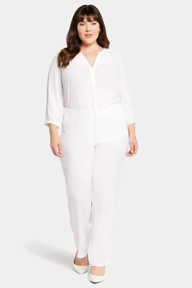 NYDJ Marilyn Straight Hose Plus Size Optic White Leinen
