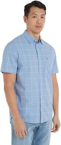 Tommy Jeans TJM Reg Check Poplin Hemd DM0DM18967 XXS Blau