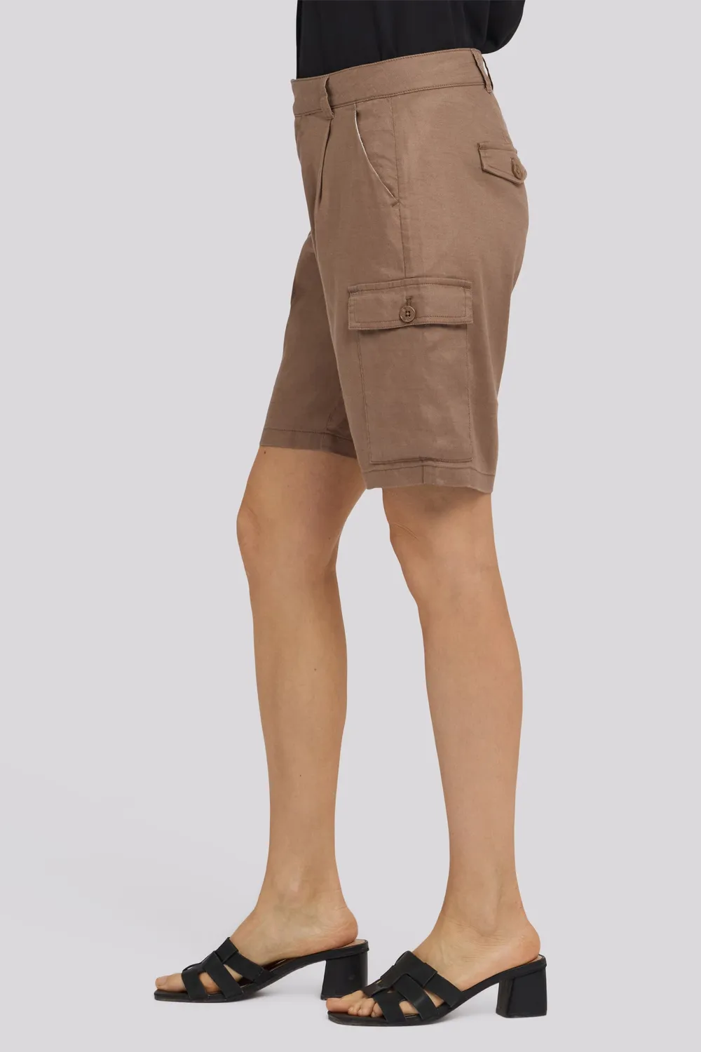 NYDJ Cargo Bermuda Shorts Toasted Coconut Leinen