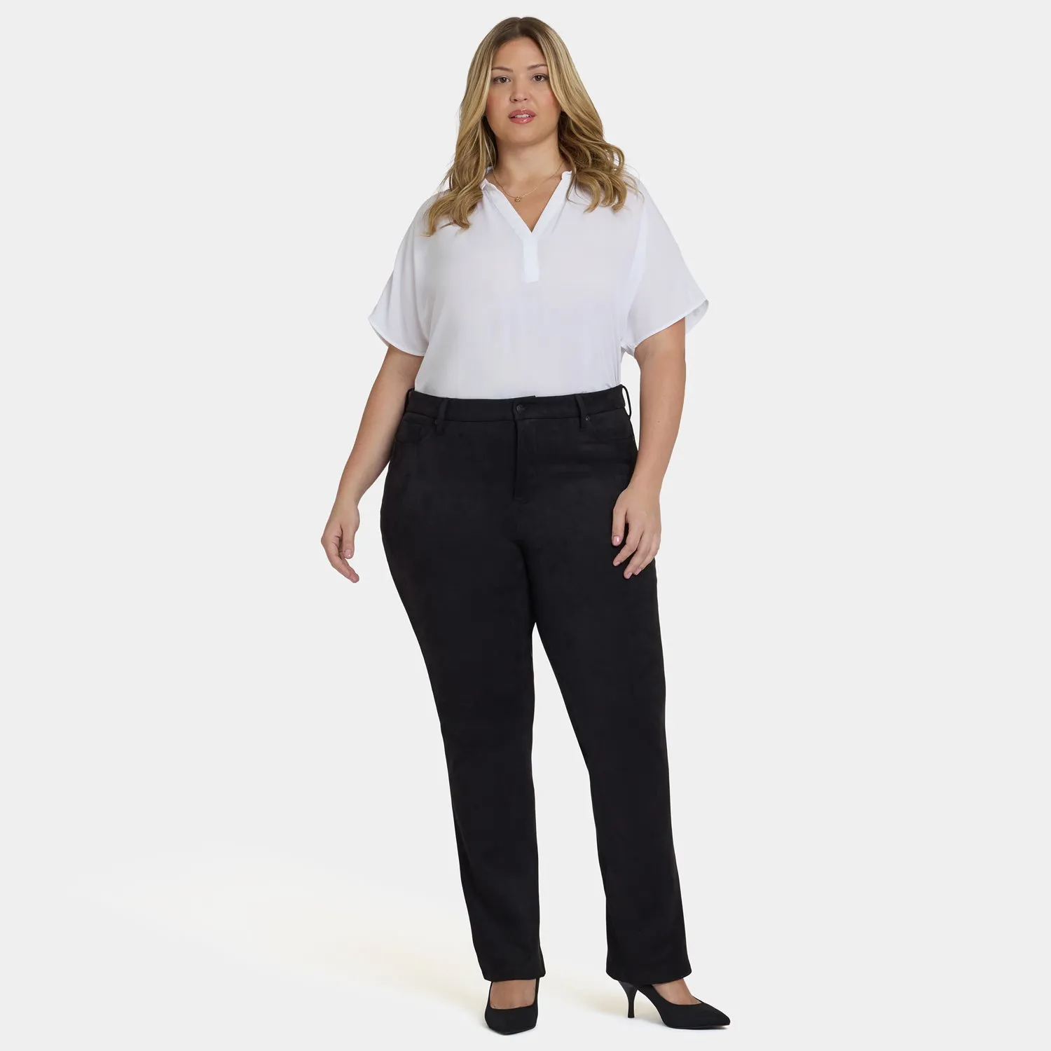 NYDJ Marilyn Straight Plus Size Hose Schwarz Stretch