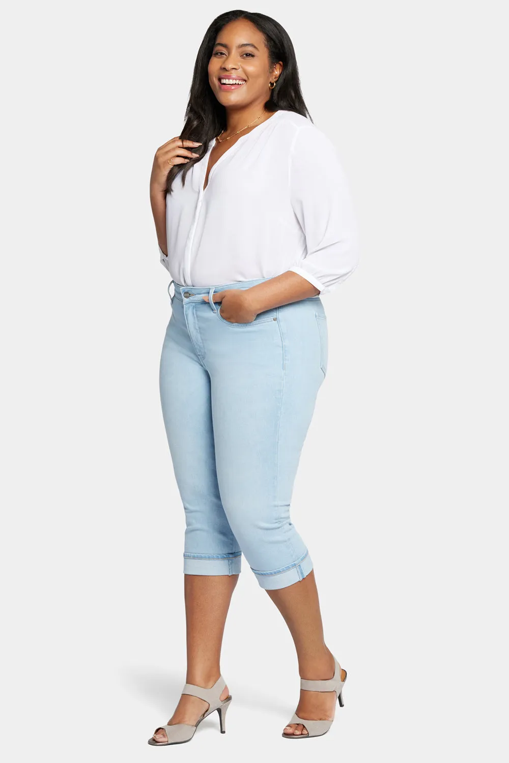 NYDJ Marilyn Straight Crop Jeans Plus Size Brightside blau