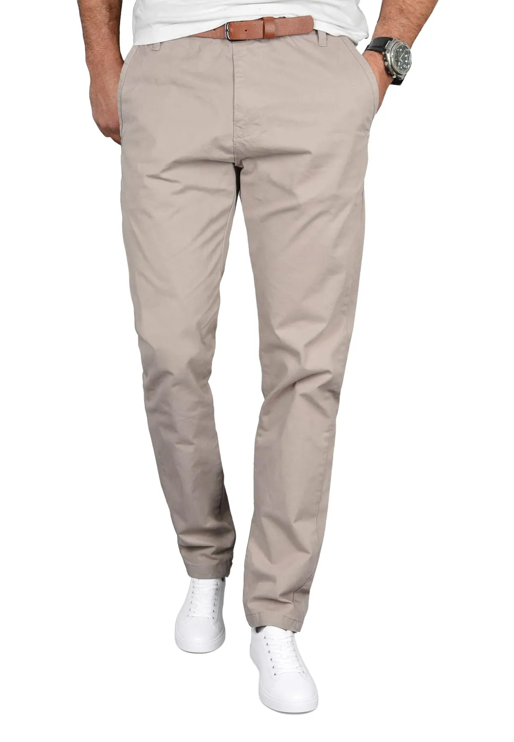 Alessandro Salvarini AS-095 Chino Hose Regular Fit Olive Baumwolle