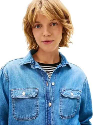 Tommy Jeans Jeanshemd Damen Relaxed Blau Denim Gr. L