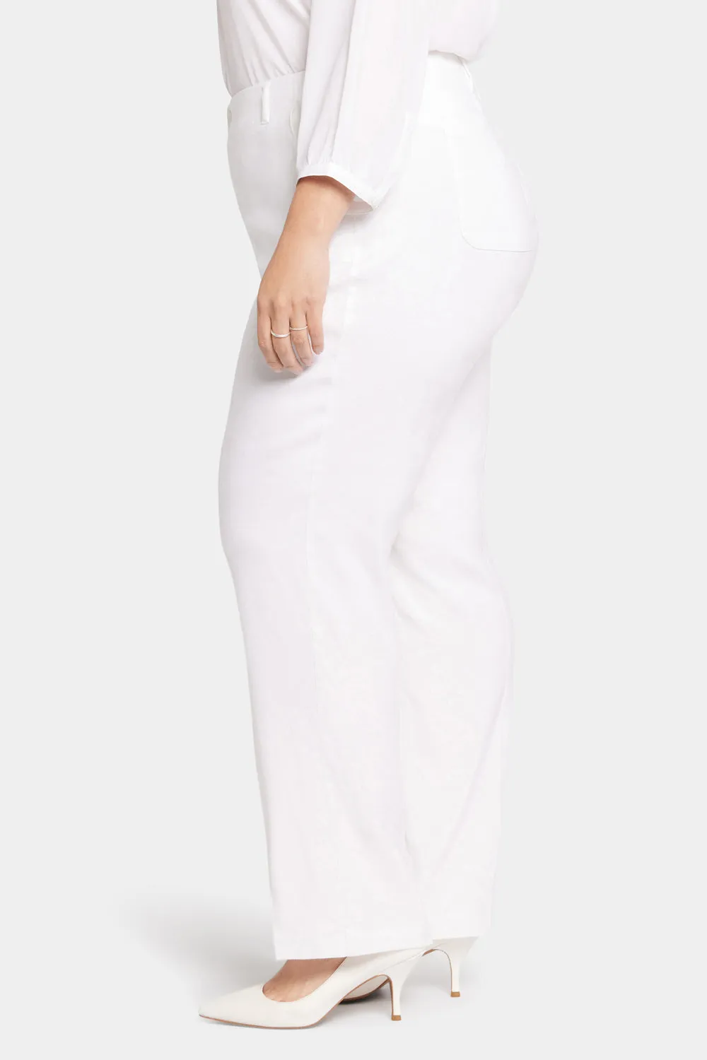NYDJ Marilyn Straight Hose Plus Size Optic White Leinen