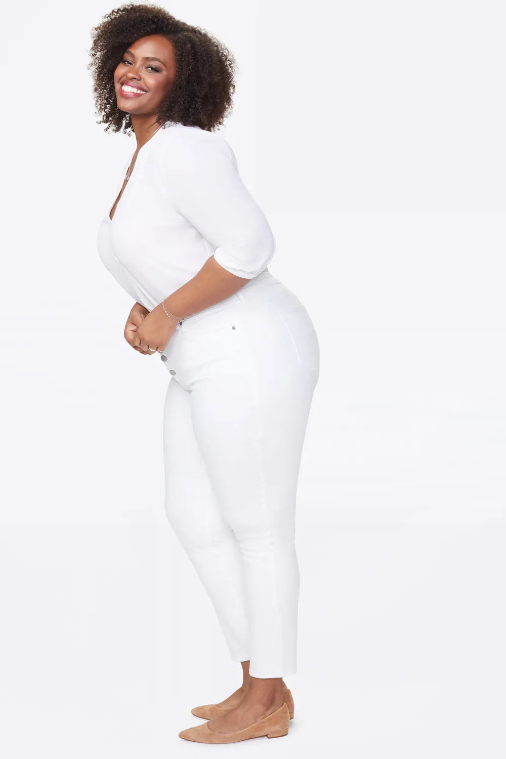 NYDJ Ami Skinny Ankle Jeans Weiss Plus Stretch