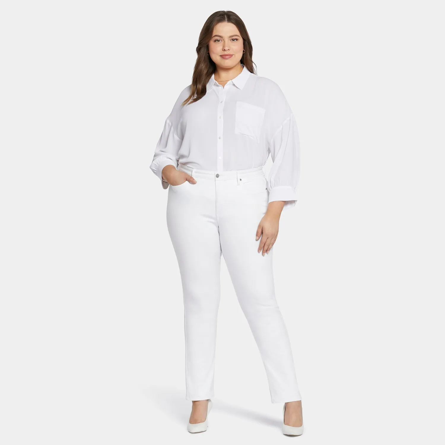 NYDJ Sheri Slim Plus Size Jeans Optic White weiß