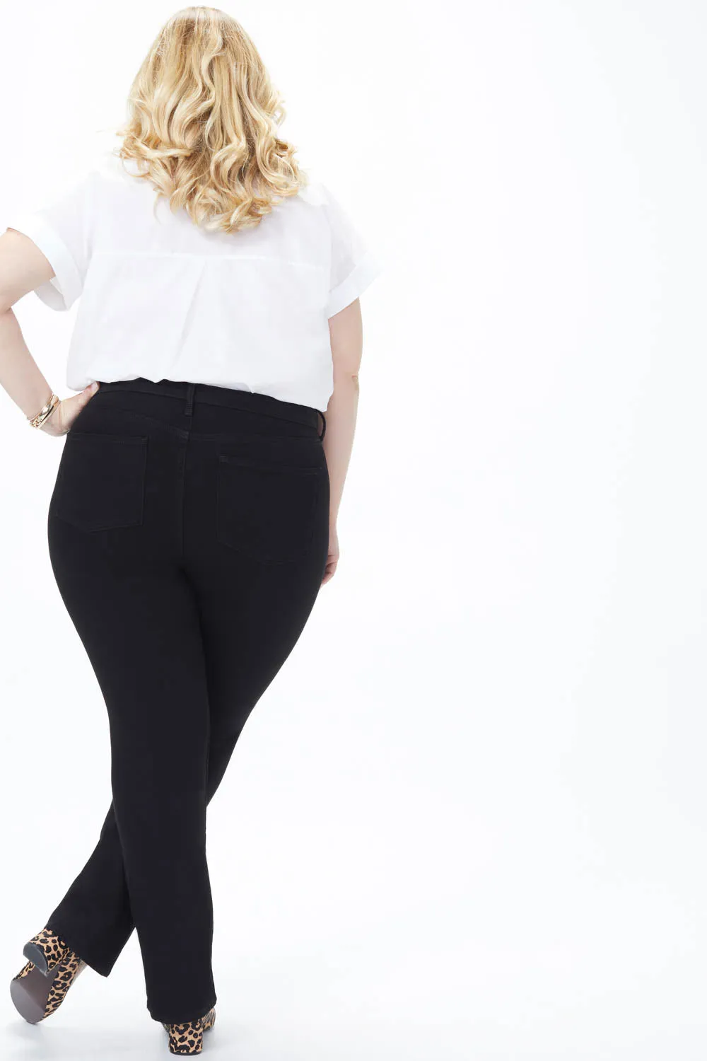 NYDJ Barbara Bootcut Plus Size Jeans Schwarz weit