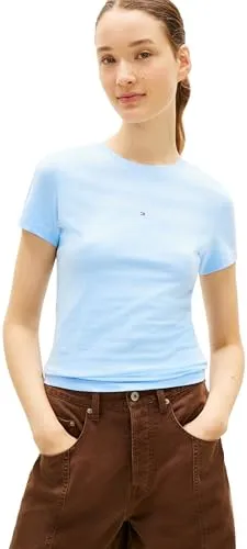 Tommy Jeans Linear T-Shirt Damen Blau L Slim