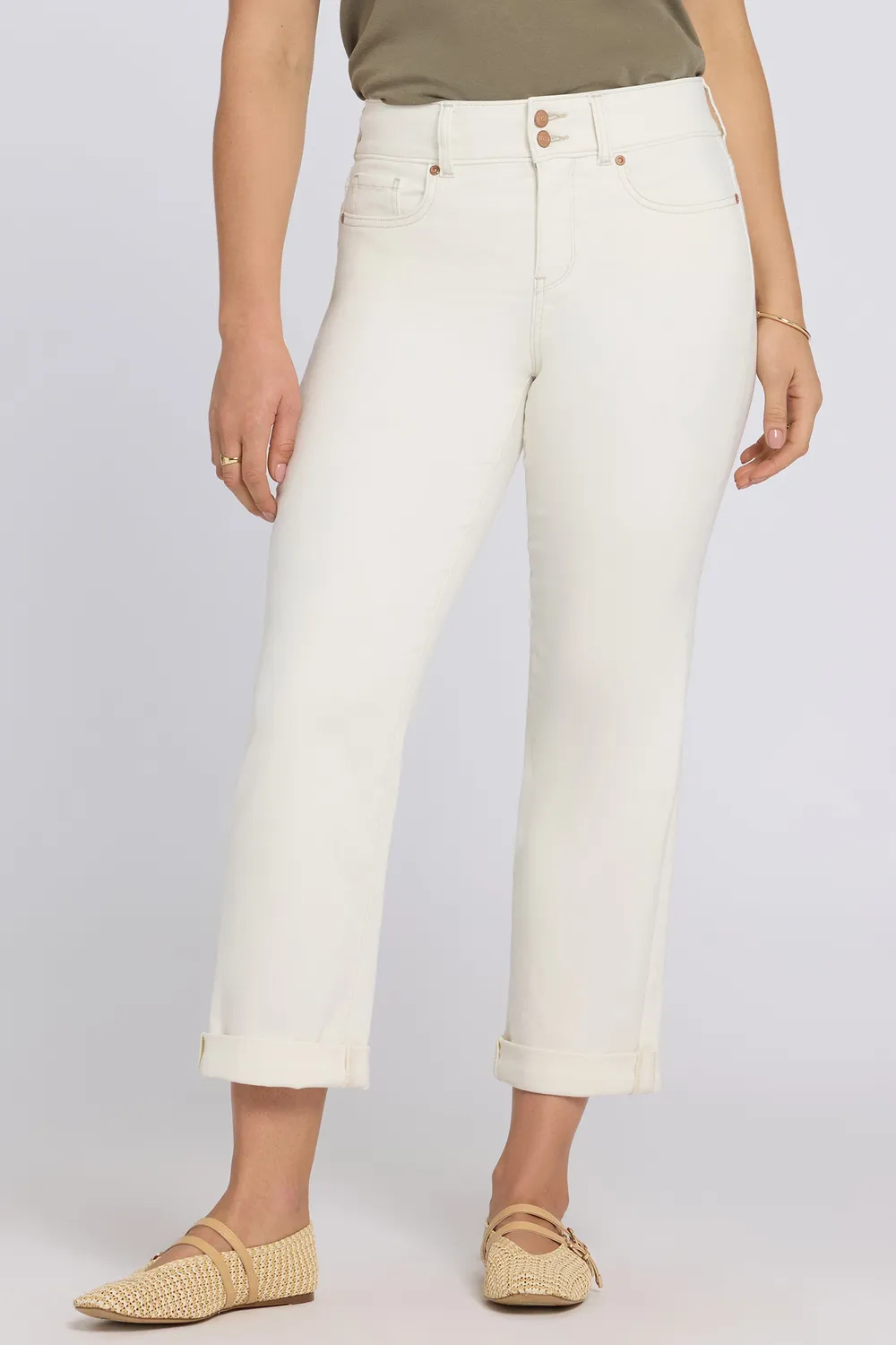 NYDJ Bailey Petite Crop Jeans Vintage White 24
