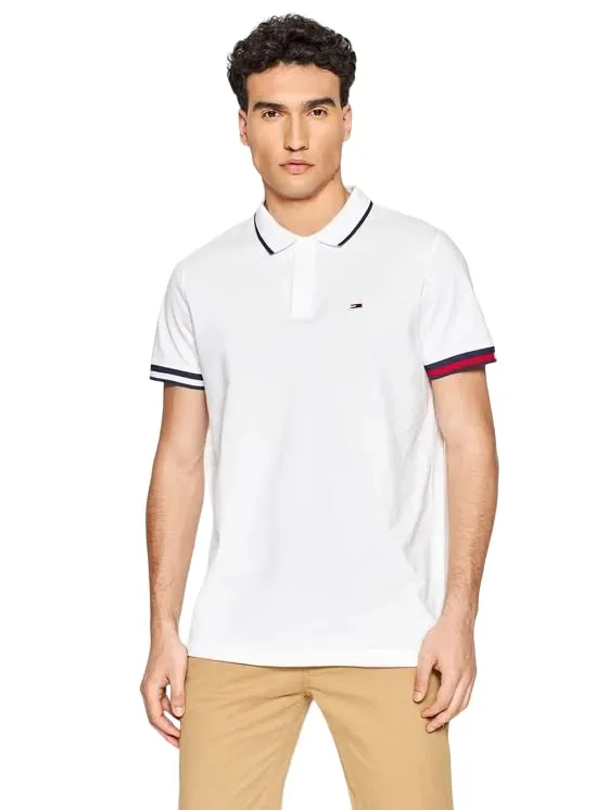 Tommy Jeans TJM REG Flag Cuffs Polo S/S Herren Navy