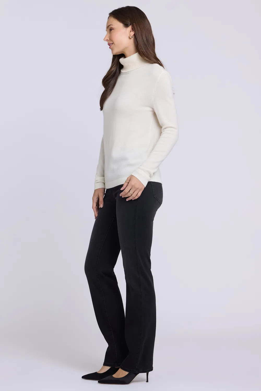 NYDJ Cashmere Rollkragenpullover Ivory Kaschmir Weiß