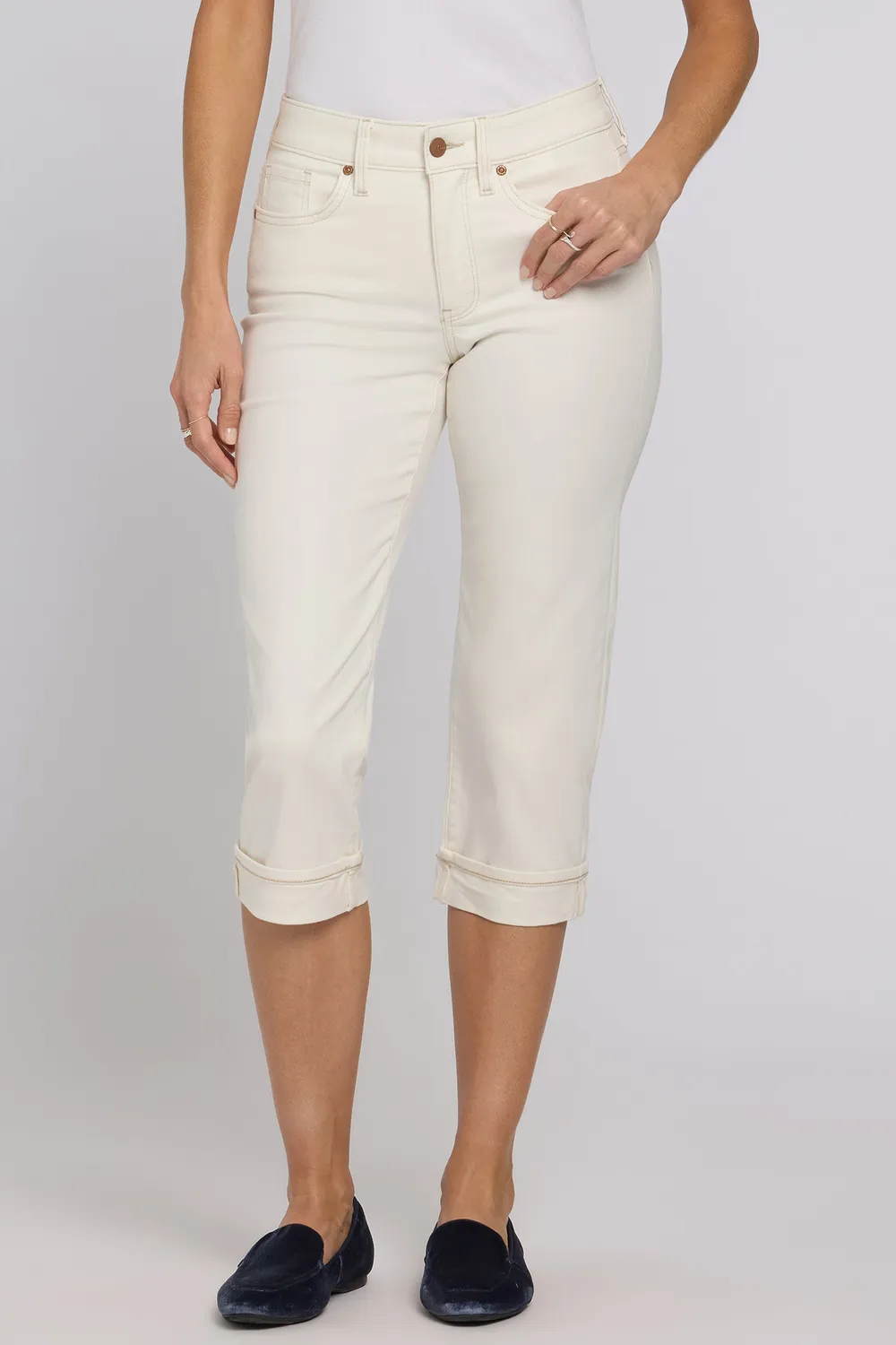 NYDJ Marilyn Straight Crop Jeans Vintage White Cropped Weiss