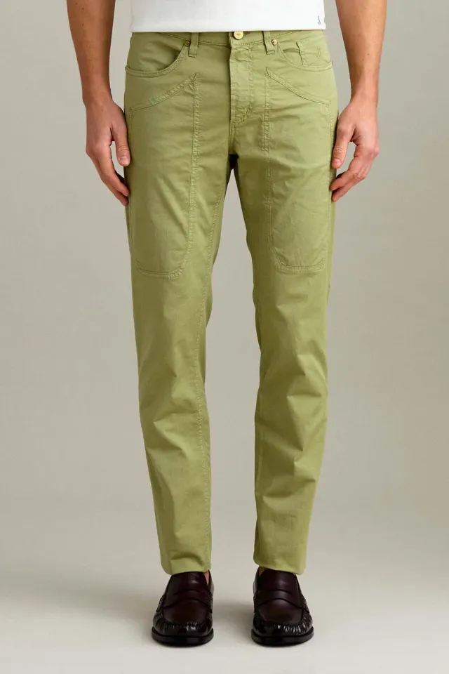 Jeckerson John Slim Fit Hose Salbeigrün Gabardine Light