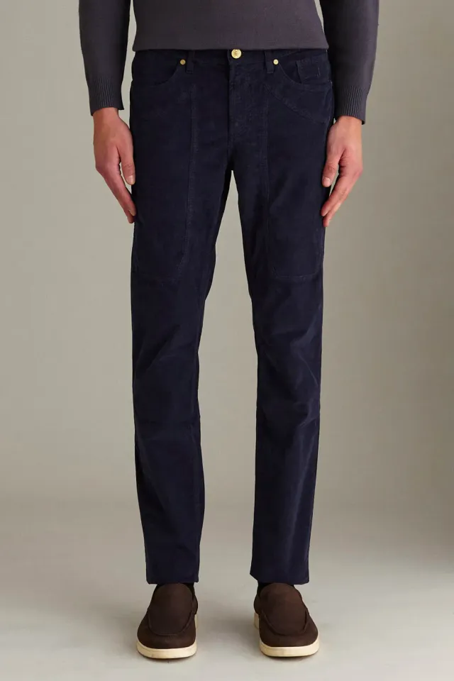 Jeckerson John Slim Fit Hose dunkelblau Samt