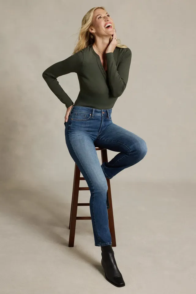 NYDJ Sheri Slim Straight Jeans Elm schmal