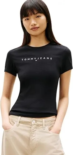Tommy Jeans Linear Slim Fit T-Shirt Damen XL Schwarz