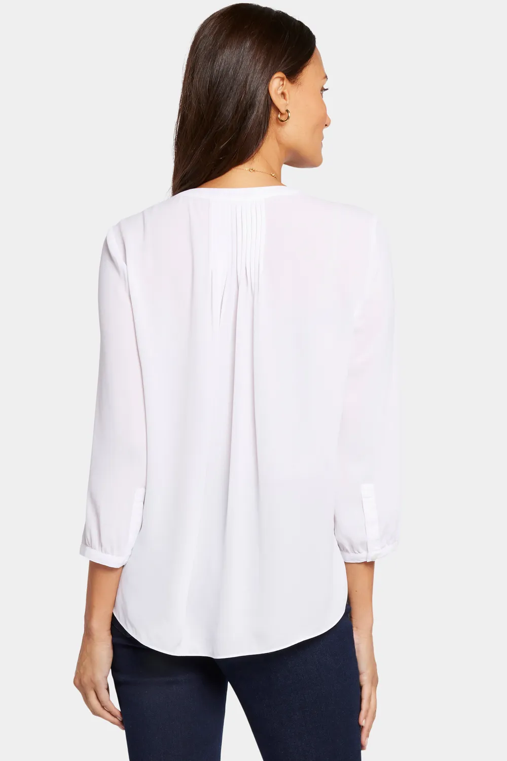 NYDJ Pintuck Petite Bluse Optic White 3/4-Arm