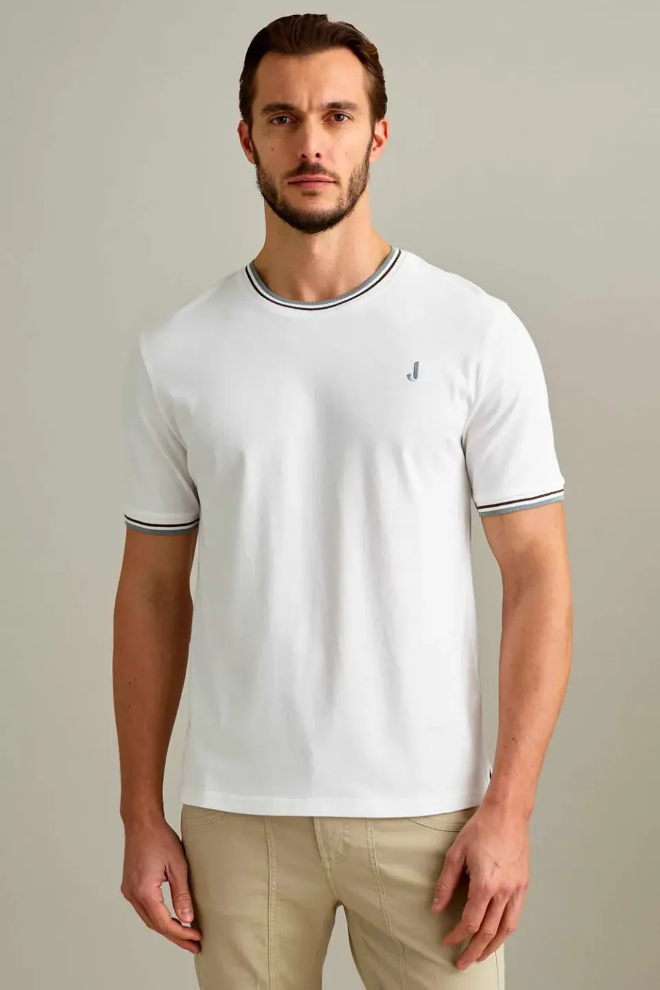 Jeckerson Piquet T-Shirt Herren weiß Kurzarm Baumwolle