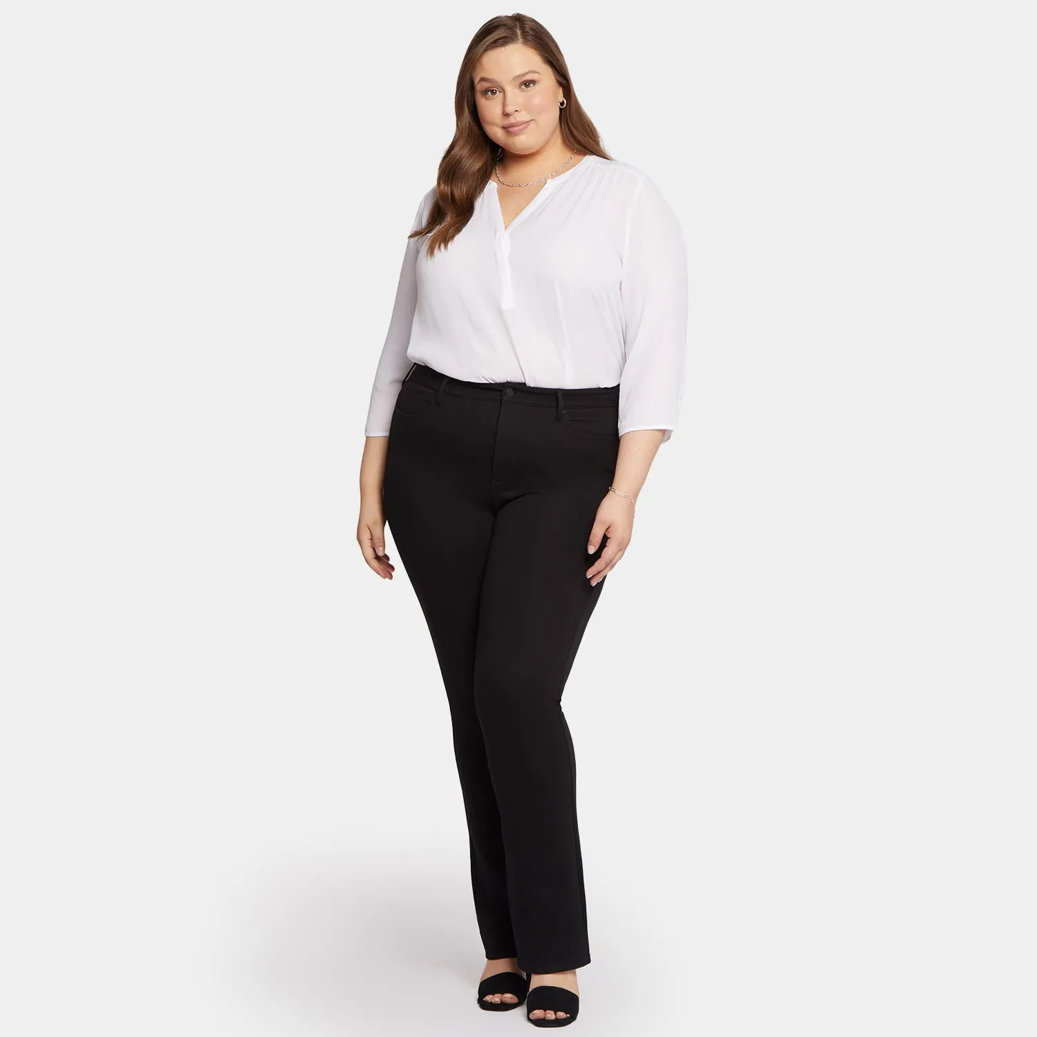 NYDJ Marilyn Straight Hose Schwarz Plus Size Ponte