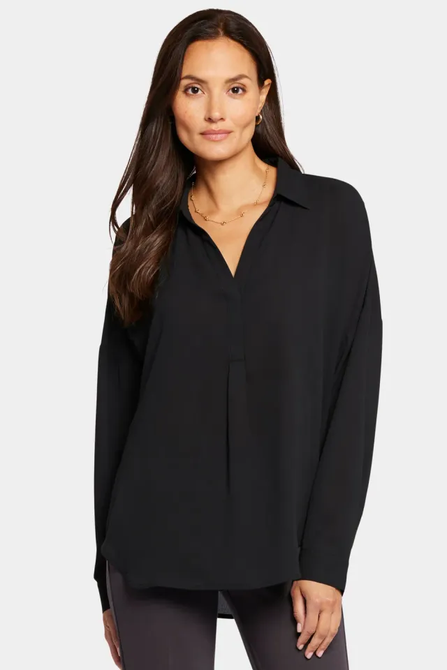 NYDJ Becky Bluse Schwarz Georgette Gr. XXS-XL