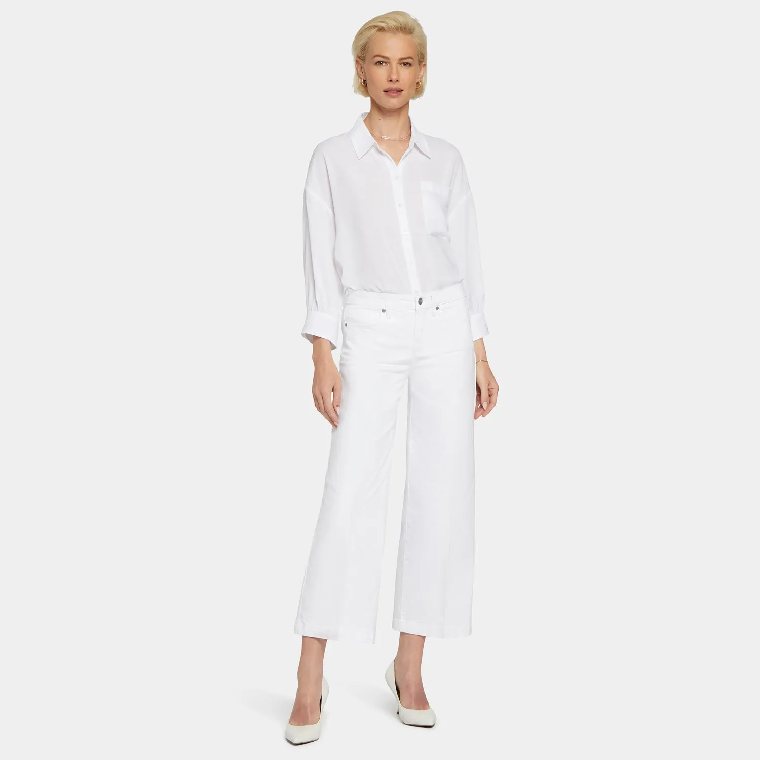 NYDJ Teresa Wide Leg Ankle Jeans Optic White Weiß