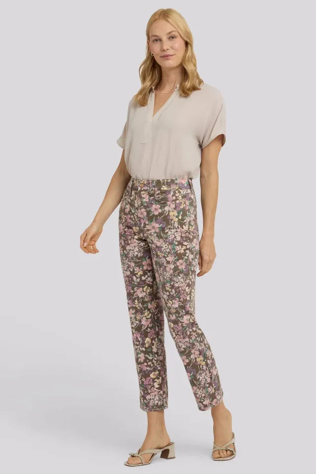 NYDJ Marilyn Straight Ankle Jeans Earth Blooms High-Rise