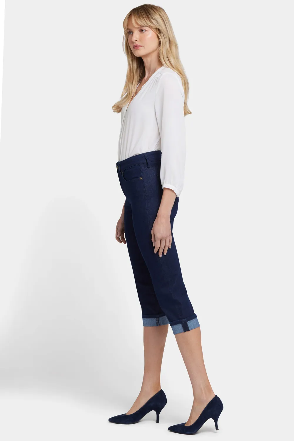 NYDJ Marilyn Straight Crop Jeans Rinse mit Umschlag