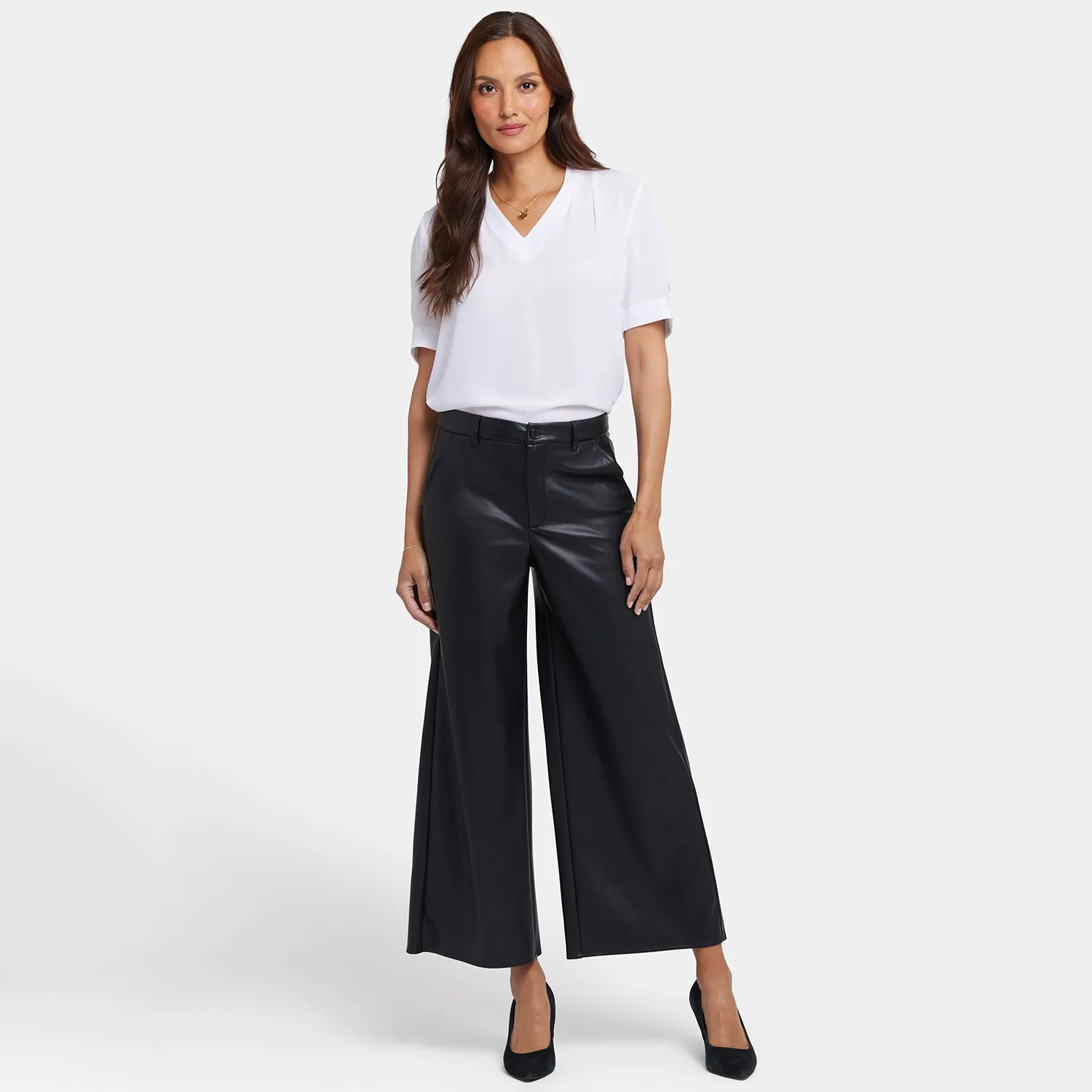 NYDJ Morgan Trouser Hose Schwarz veganes Leder