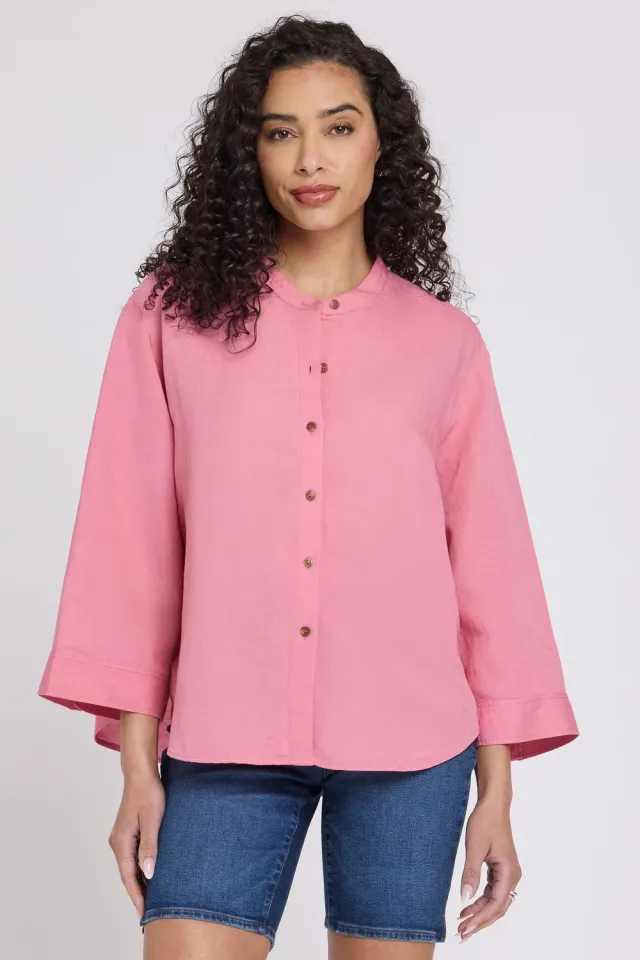 NYDJ Maggie Oversize Blouse Bluse Desert Rose Leinen