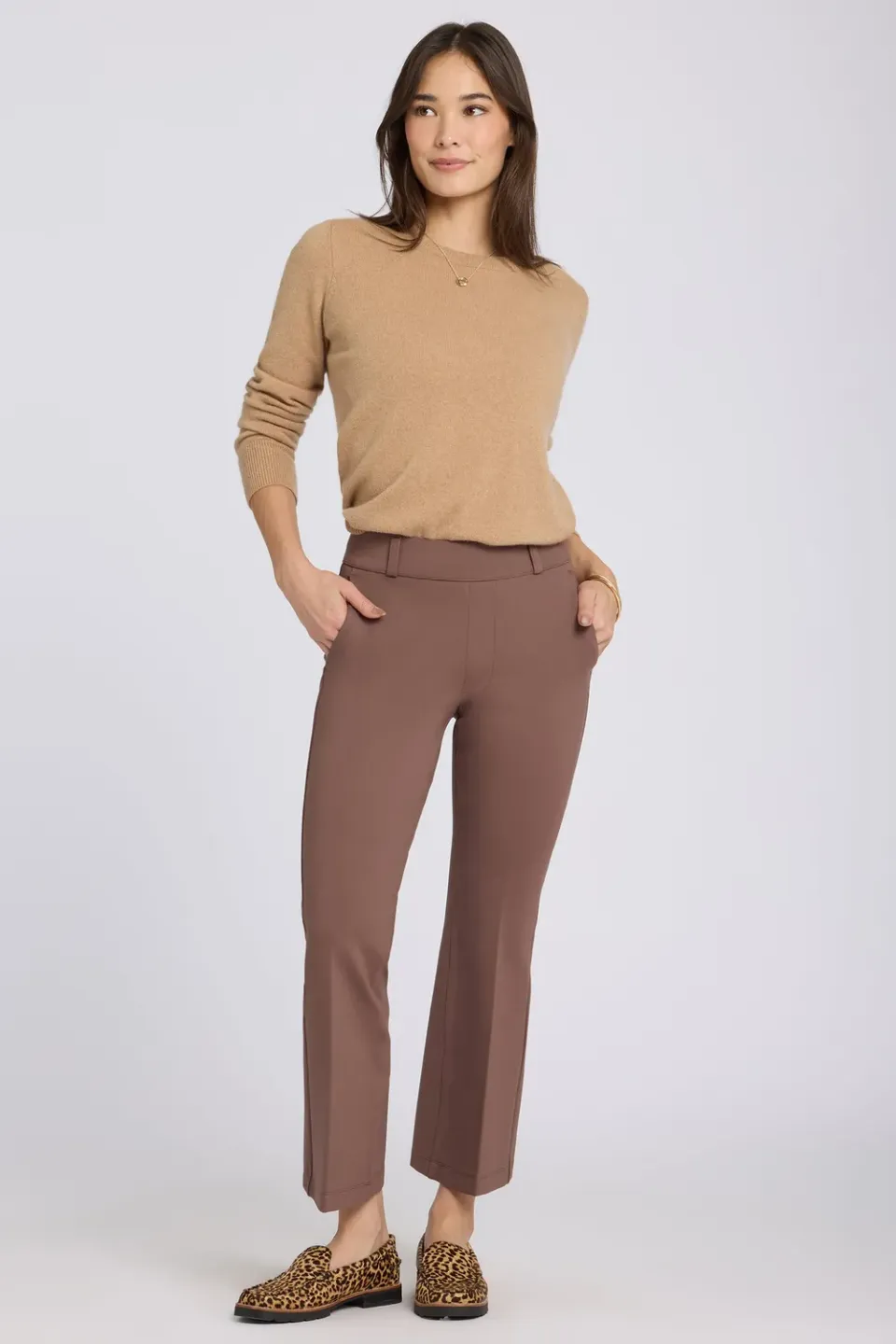 NYDJ Pull-On Flared Ankle Hose Deep Taupe sculpt