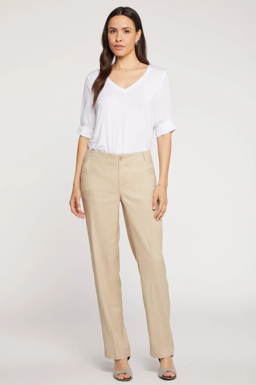 NYDJ Marilyn Straight Hose Petite Feather Stretch-Leinen