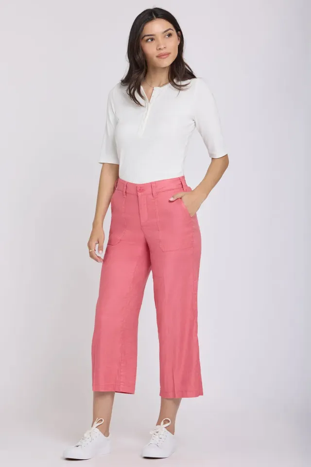 NYDJ Wide Leg Cargo Capri Desert Rose Leinen